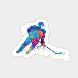 Ice Hockey Player Girl Watercolor Silhouette Sticker